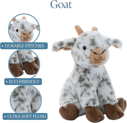 Miniatura 4 de The Petting Zoo Peluche de cabra de peluche, regalos para niños, animales de granja Wild Onez, juguete de peluche de cabra de 12 pulgadas