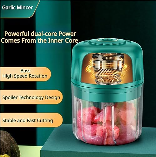 Miniatura 4 de Picadora de ajo eléctrica, procesador de alimentos pequeño portátil Mini, picador inalámbrico de ensaladas, máquina de alimentos para bebés de 11.8