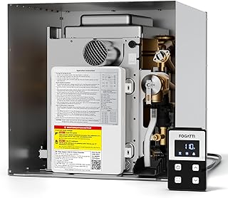 FOGATTI RV Tankless Water Heater, 3 Door Size Options (15"x15"/15"x18"/18"x18") for Easy Retrofit, 12V DC Power, Remote Controller, Propane, Ideal for RV Families & Campers, InstaShower 8 Plus