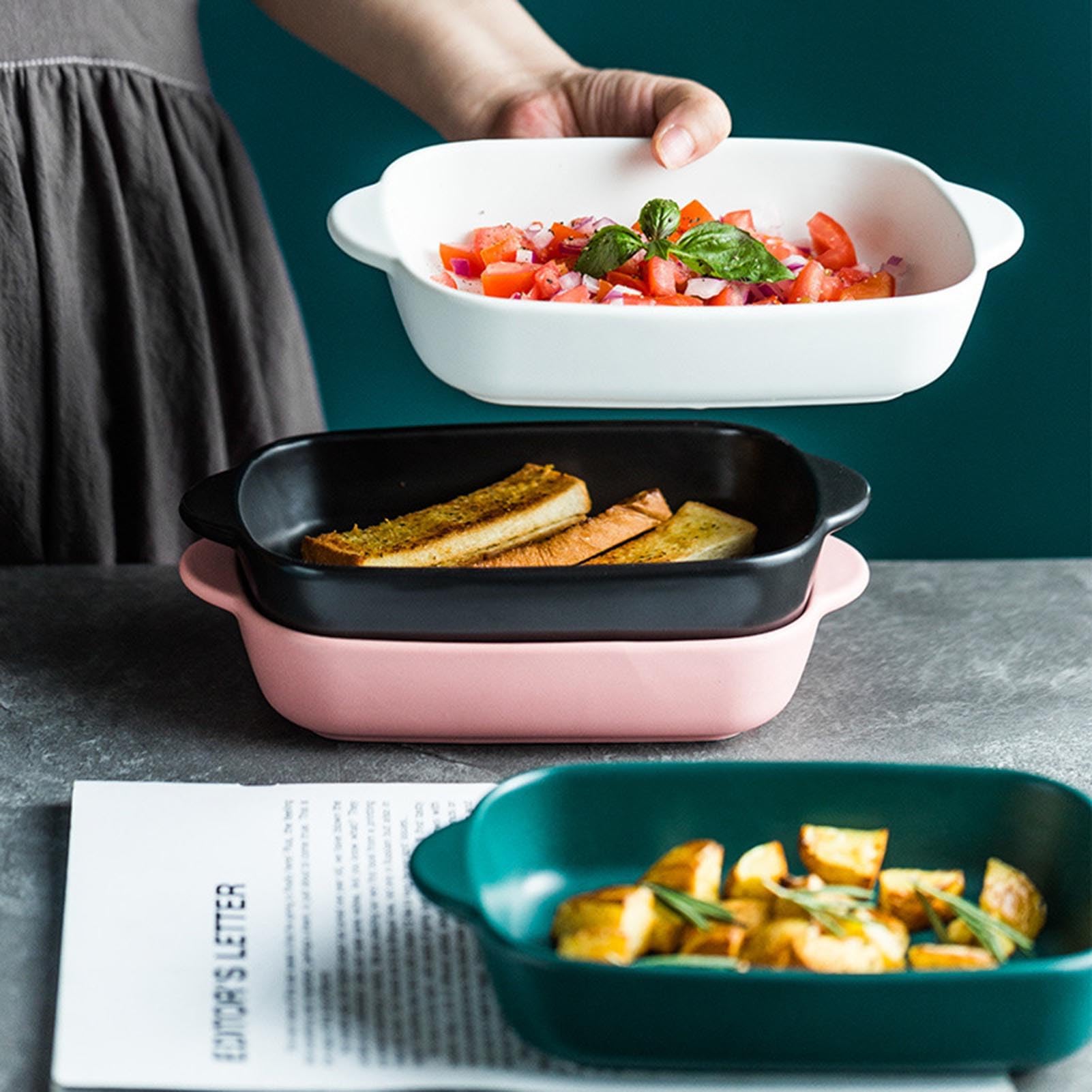Ceramiczne naczynie do pieczenia z podwójnymi uchwytami, prostokątne naczynia do pieczenia lasagne i zapiekanek, wszechstronne naczynia do pieczenia od piekarnika do stołu