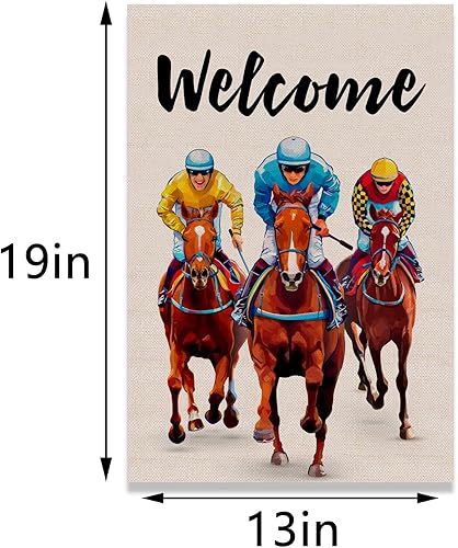 Miniatura 5 de Bandera de jardín del día del Derby, decoración de festival de carreras de caballos, decoración de lino para interiores y exteriores, decoración