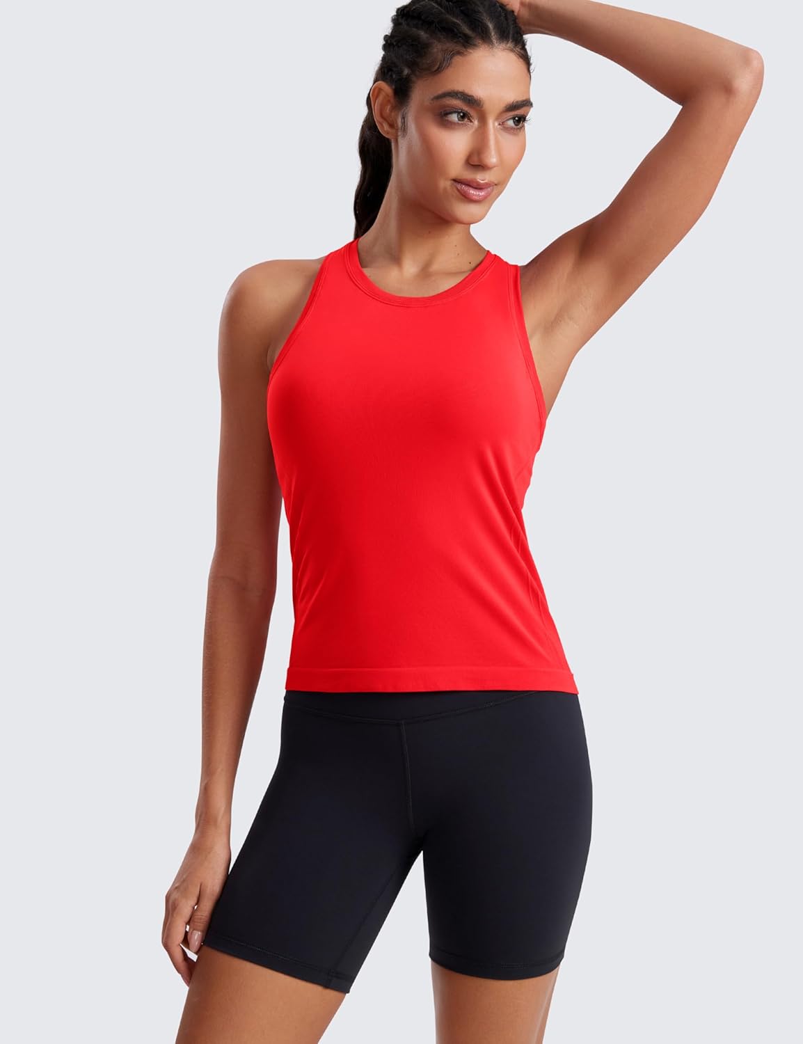 CRZ YOGA Seamless Workout Tank Tops for Women - Athletic Running Gym Sleeveless Shirts Crewneck Racerback Breathable - Image 2
