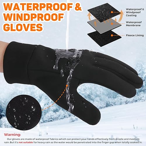 Miniatura 2 de AURUZA Guantes de invierno para hombres, guantes de ciclismo resistentes al viento para clima frío para hombres, guantes de correr al aire libre con