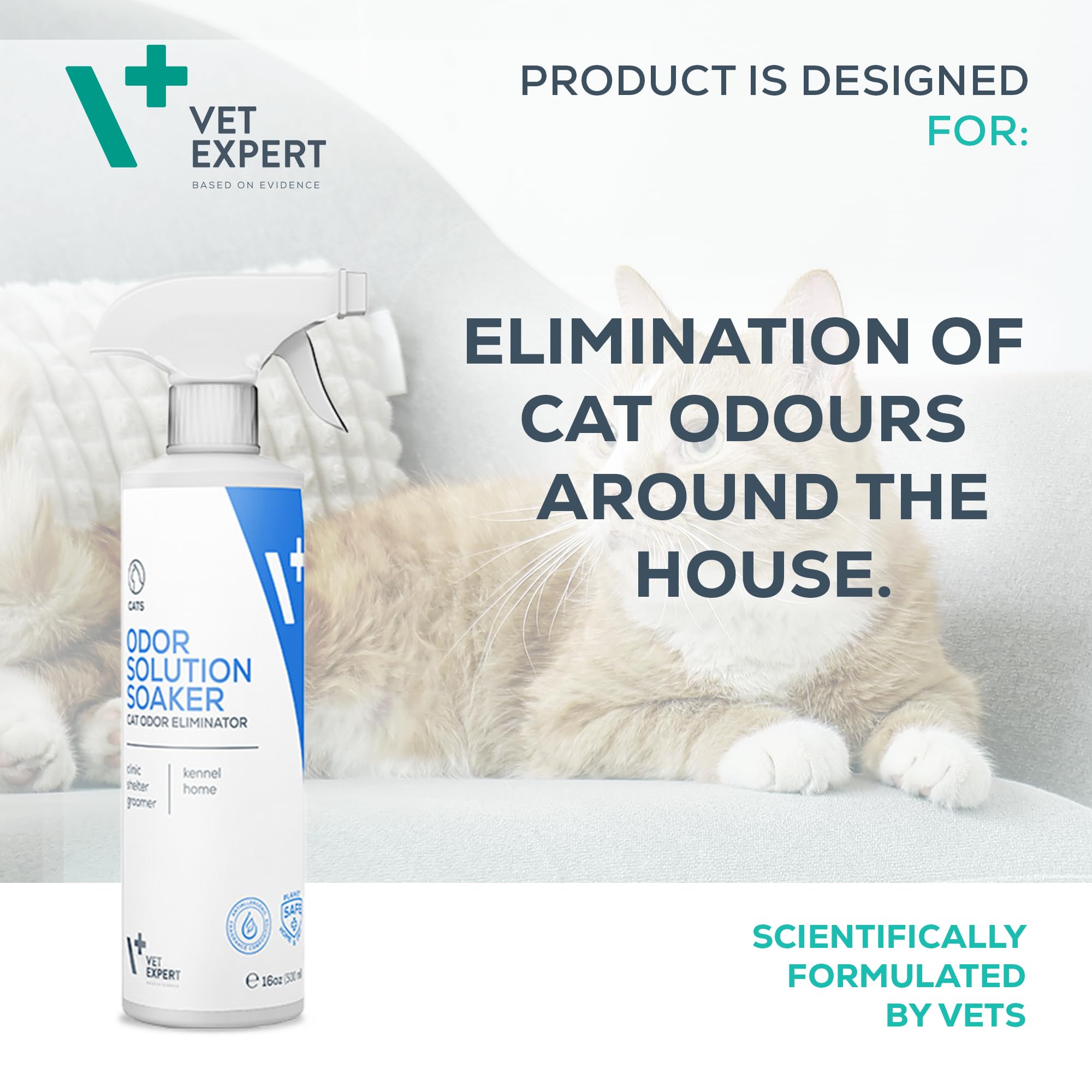 VET EXPERT ODOR SOLUTION SOAKER CAT ODOR ELIMINATOR + TRIGGER - neutralizator zapachów kotów 500 ml