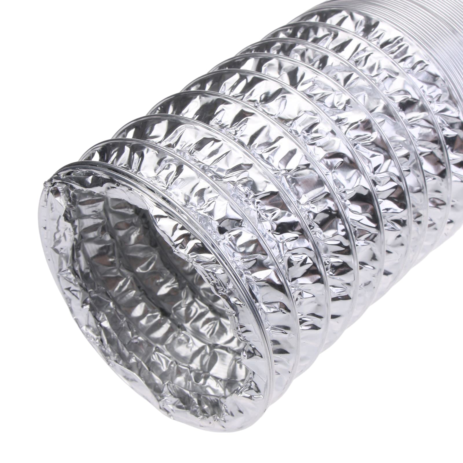 100mm/10m Alluminio Isolato Acustica Tubo Flessibile Aria Condotto Ventilazione - Foto 8