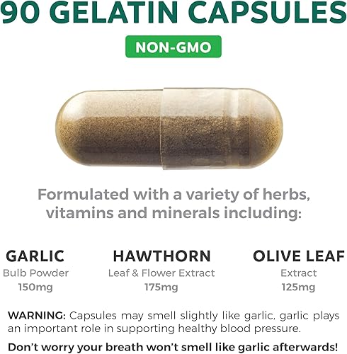 Miniatura 4 de Suplemento de apoyo para la presión arterial (sin transgénicos) Hierbas naturales, vitaminas y bayas de primera calidad, alta dosis de extracto de