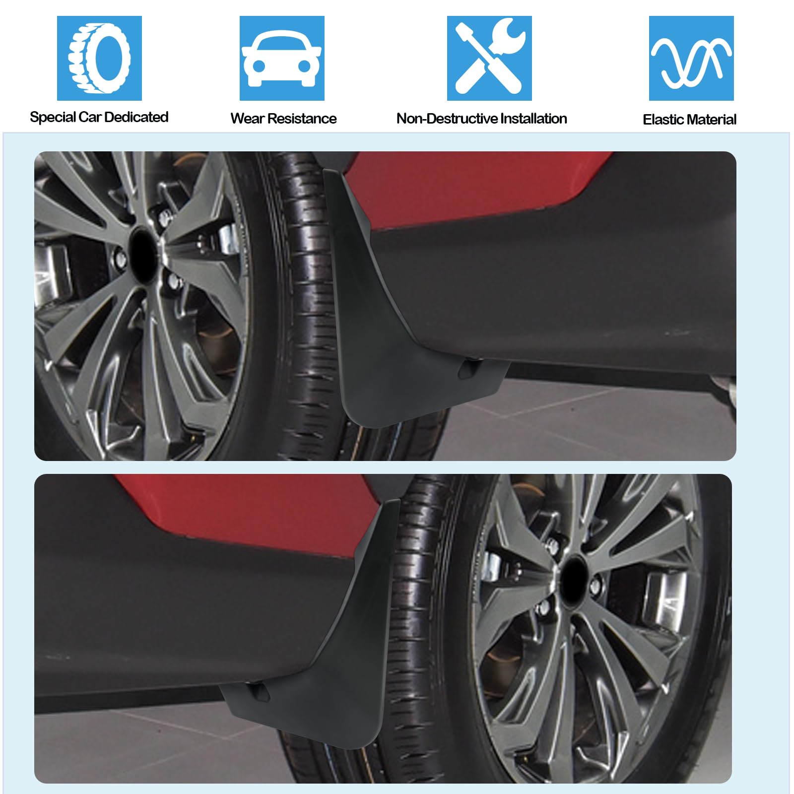 Ruiya Compatibile con Toyota RAV4 2019-2024 Parafanghi per Auto, Resistente Anteriore Posteriore Paraschizzi Auto Parafanghi Paraspruzzi decorativi Toyota RAV4 accessori