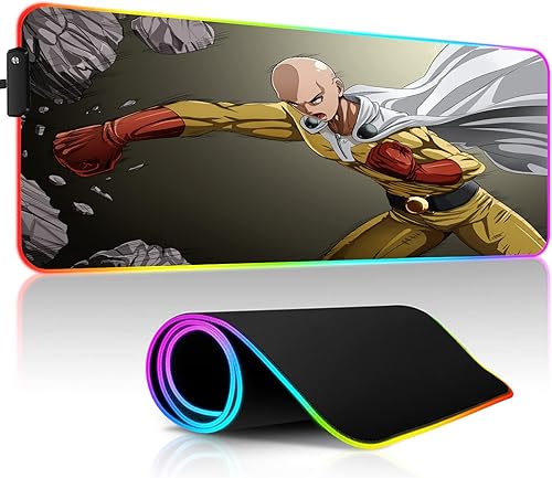 Alfombrilla de mouse de anime, alfombrilla de escritorio RGB, alfombrilla de mouse LED Bleach Office Gamer Mause Pc extendidas, alfombrilla de mouse