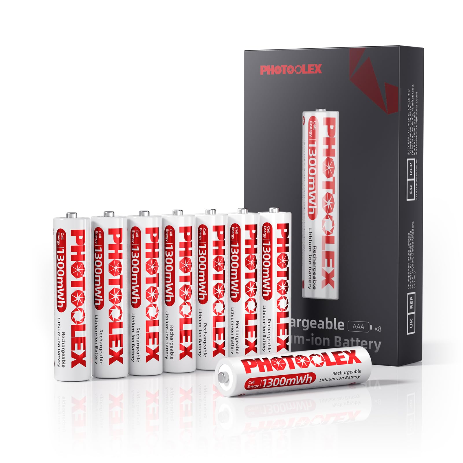 PHOTOOLEX AAA Battery 1300 mWh Pack of 8 Rechargeable Lithium Batteries AAA Batteries, 1.5 V High Output Power Triple A Li-ion Battery, 1600+ Cycles AAA Batteries (No Charger)-image-37
