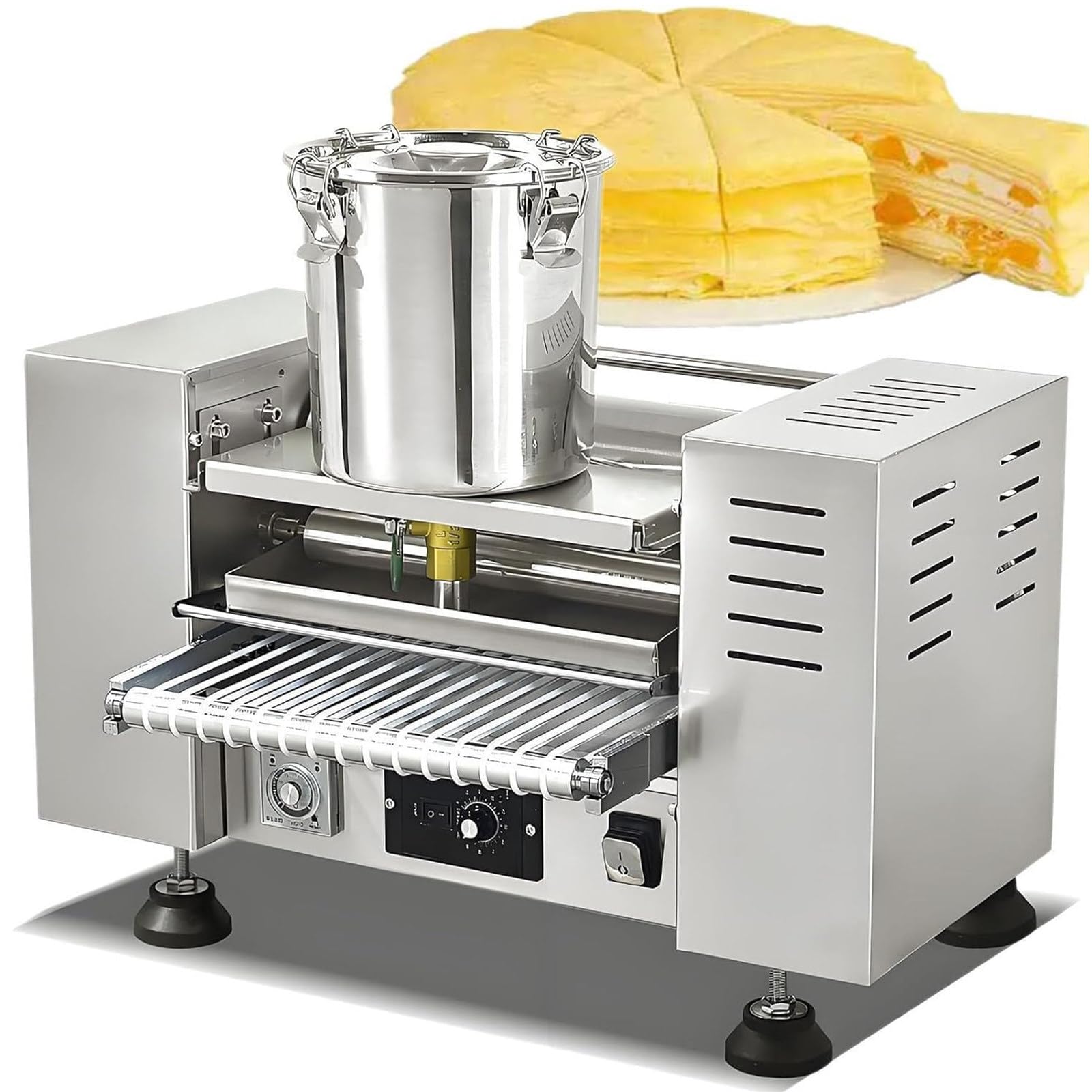 Macchina per crepe automatica commerciale, potenza 2800 W, produce 200-300 rotoli di uova, perfetto per pancake, dessert e crepes, diametro 20,3 cm, motore in rame