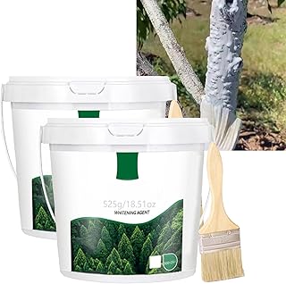 Long-Lasting Tree Whitewash Agent, 525g/18.51OZ White Wood Stain Paint for Wood, Weather-Resistant, White Tree Coating for Winter Cold (2PC)