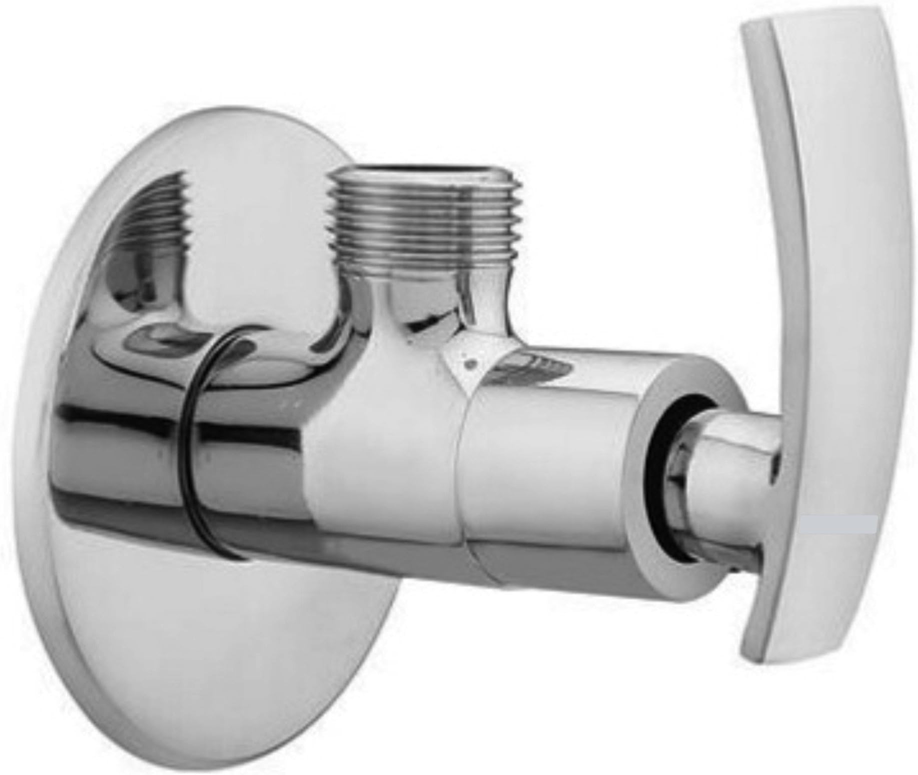 Soft Brass Angle Cock for Bathroom Taps/Angle Valve Stop Cock/Angle Valve (Silver, Chrome Finish)