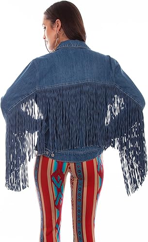 Vista 2 de Scully Chaqueta vaquera negra con flecos para mujer HC711