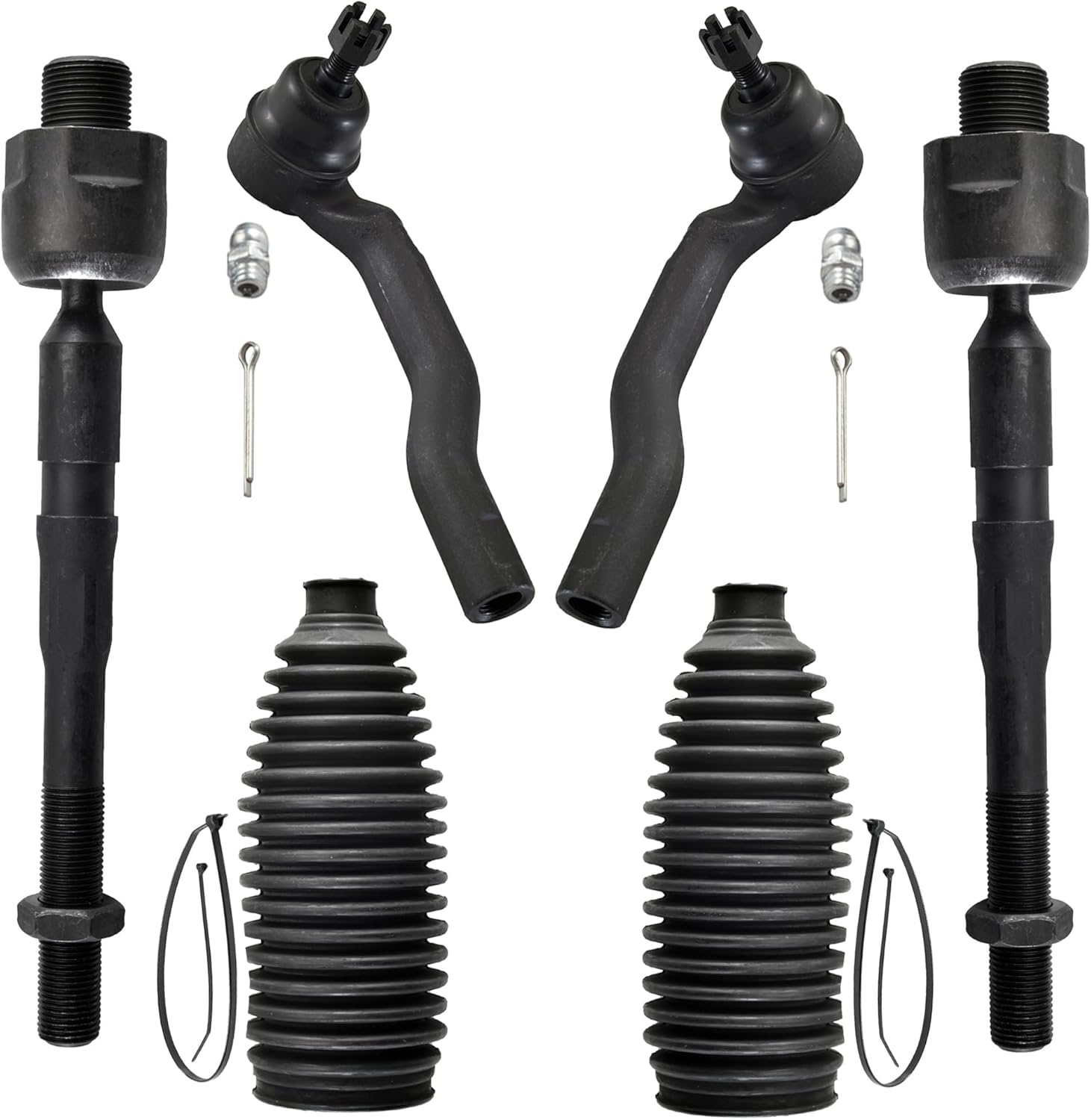 6pcs Front Steering Kit Tie Rod End Inner and Outer and Boots for Ford Edge Lincoln MKX 2007-2015