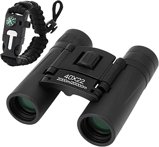 Binoculars with Compass 7 in 1 Survival Paracord Bracelet, Fire Starter, Compass, Whistle, Outdoor Ultimate Tactical Gift for Kids, Men, Scouts Gift for Him/Her, Spyglass, Birthday Gift