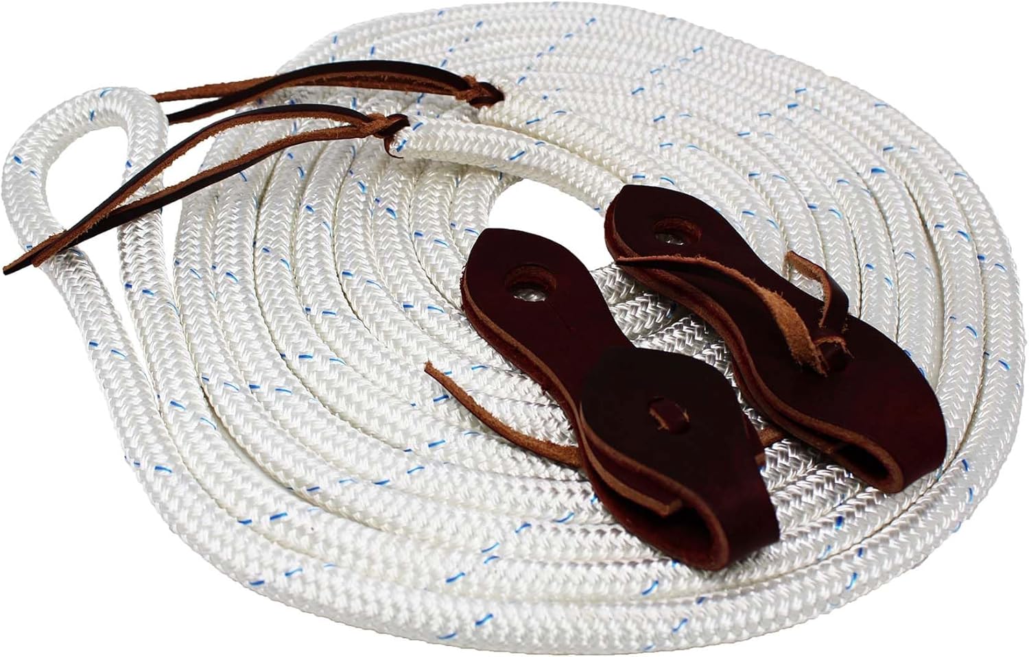 CHALLENGER 5/8" x 22' Horse Training Nylon Braided Mecate Reins with Slobber Straps 607RT01