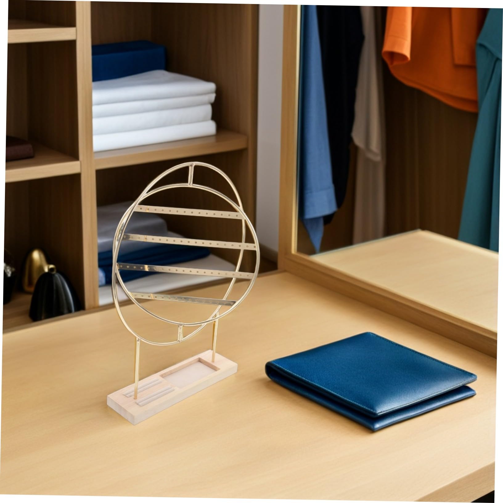 VANZACK Espositore Orecchini Rotante in Metallo Multi Livello Organizer Gioielli Regolabile con Base Stabile per Donne e Ragazze Supporto Elegante per Negozio e Esposizione