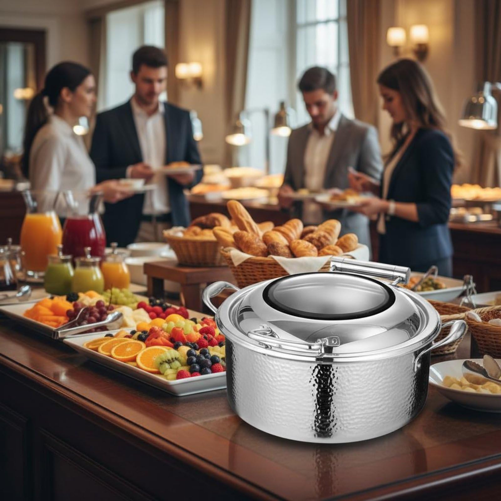 Sharplace Calentador de Acero Inoxidable 304 para Buffet Equipo Eléctrico de Servicio con Ventana de Vidrio y Silenciosa Diseño Estilizado con Asas Resistentes Adecuado para, Plata Estándar