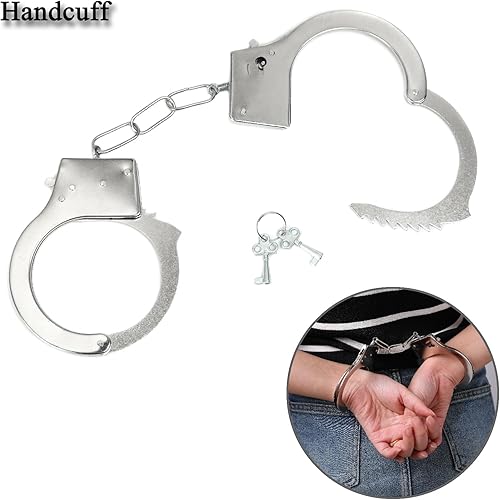 Miniatura 4 de Juego de accesorios de disfraz de policía, accesorios de policía, esposas de metal, bage y silbato de policía para hombres, mujeres, niños y niñas