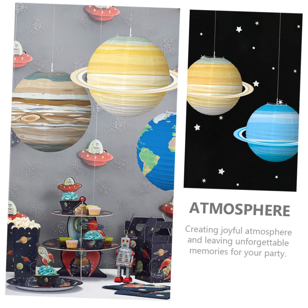 Amosfun 2 Sätze Partyzubehör Zum Thema Weltraum Room Decoration Dekoration Kinderzimmer Laternenpapier Erde Zinn Gastgeschenke Zum Thema Weltraum Hängende Weltraumlaternen 8 Stück * 2