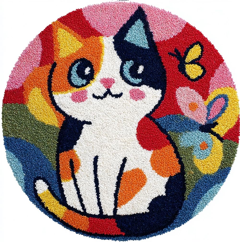 kitphoenix Latch Hook Kits for Adults, Cat and Butterfly