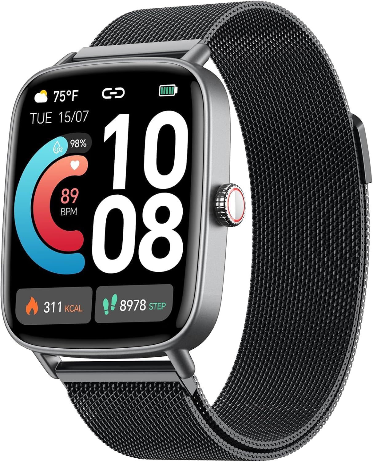 Smartwatch Donna Uomo,1.85" HD Smart Watch Chiamate e Whatsapp,Orologio Fitness Sportivo Cardiofrequenzimetro/SpO2/Sonno/Contapassi,Fitness Tracker 110+ Modalità Sport Impermeabile per Android iOS