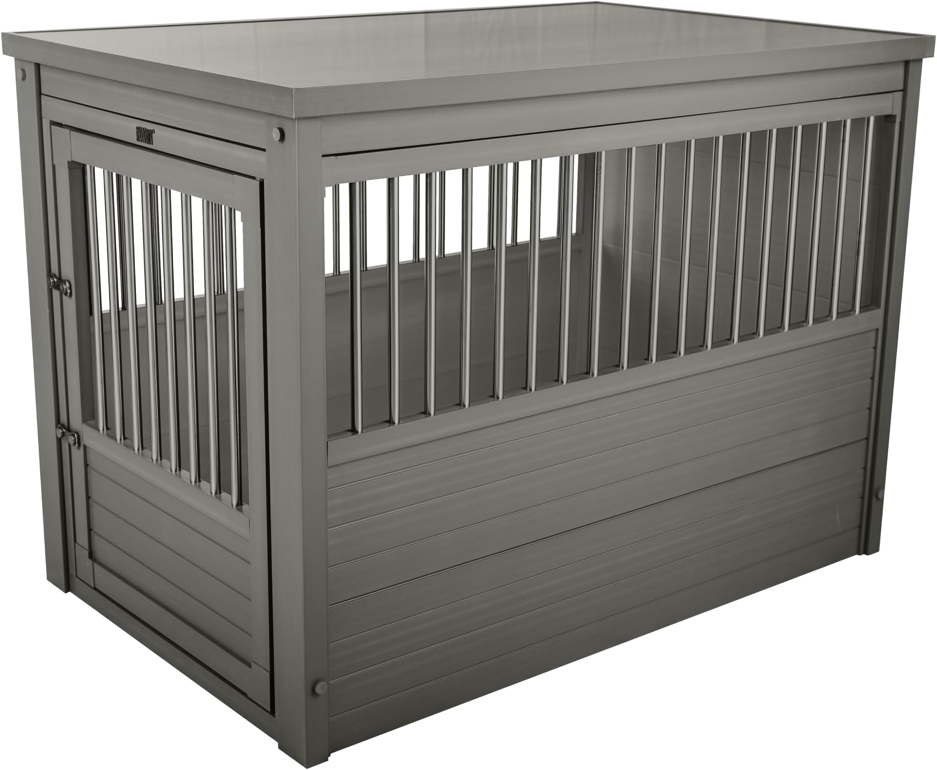 New Age Pet ECOFLEX InnPlace Dog Crate & End Table, Indoor Furniture Style Pet Kennel for Small, Medium, Large & XL Dogs, Durable Composite, Grey, X-Large