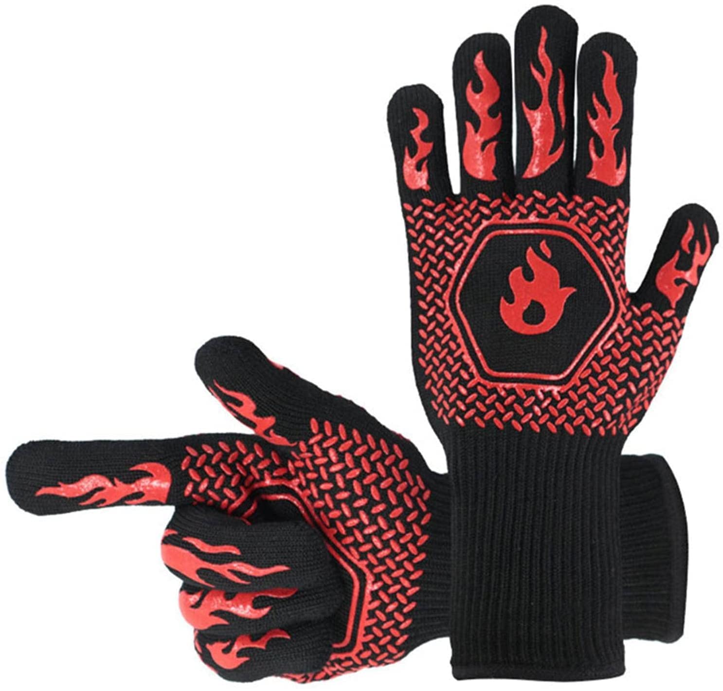 Manoplas Horno, Mitones del Horno de Calor Guantes Resistentes Barbacoa hasta 500 Antideslizante Guantes for cocinar la Barbacoa, Hornear Cocinar Barbacoa(1PCSred)