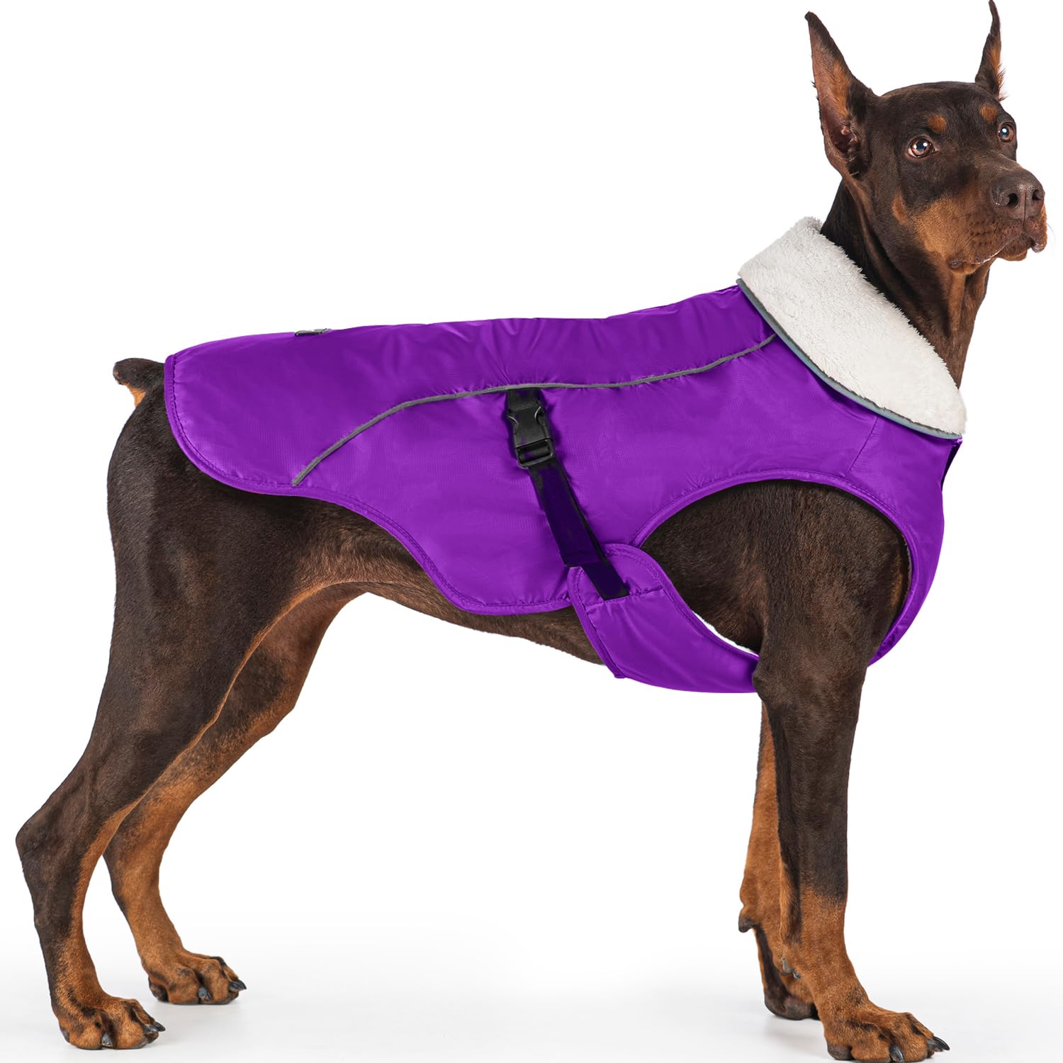 EMUST Abrigo de invierno para perro, chaqueta de nieve impermeable para perro, abrigo ajustable para perros pequeños/medianos/medianos para invierno, morado, L