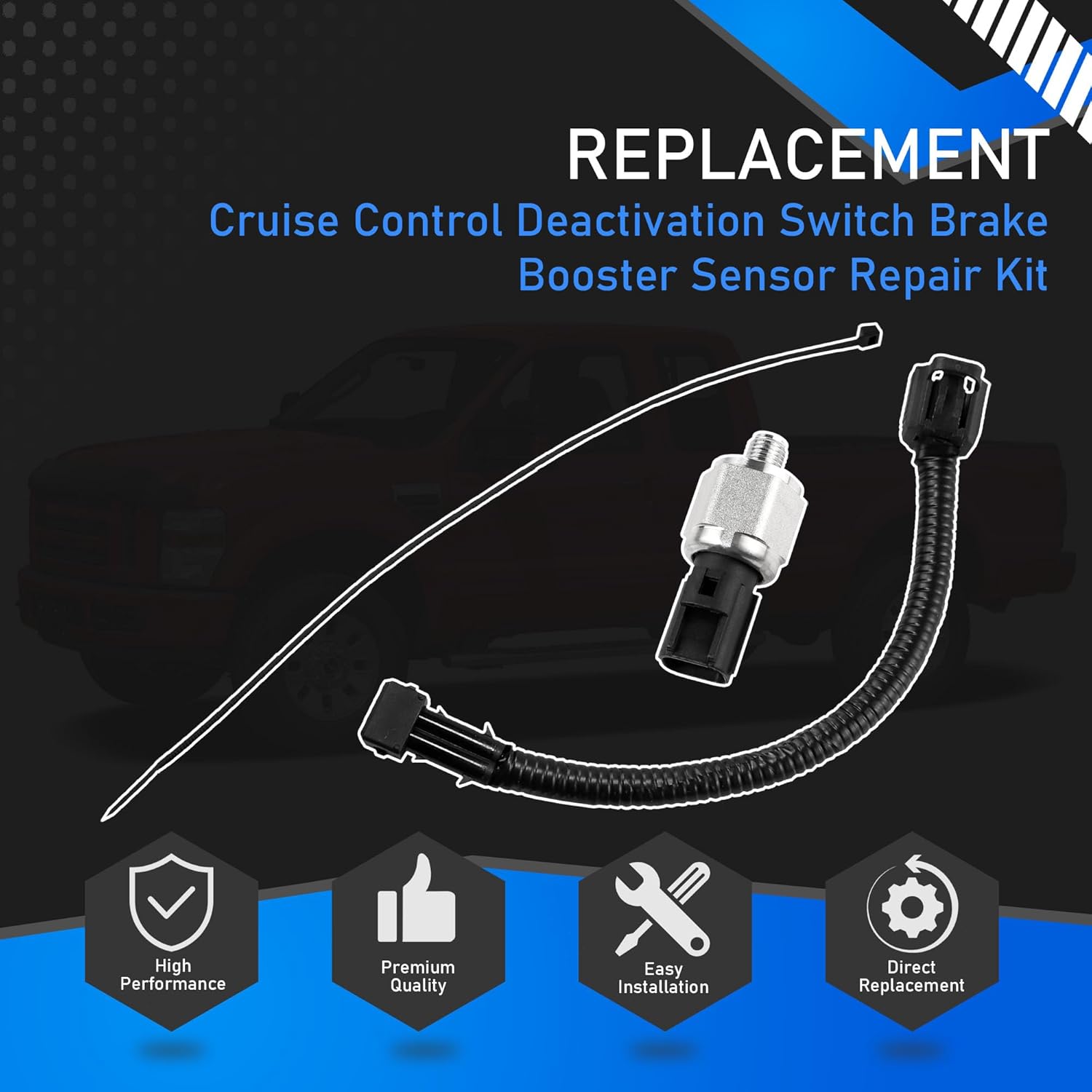 Cruise Control Deactivation Switch Brake Booster Sensor Repair Kit Compatible with 1992-2008 Ford E-Series F-Series Ranger Bronco Explorer Expedition Lincoln Mercury Replaces SW6350 1S5288