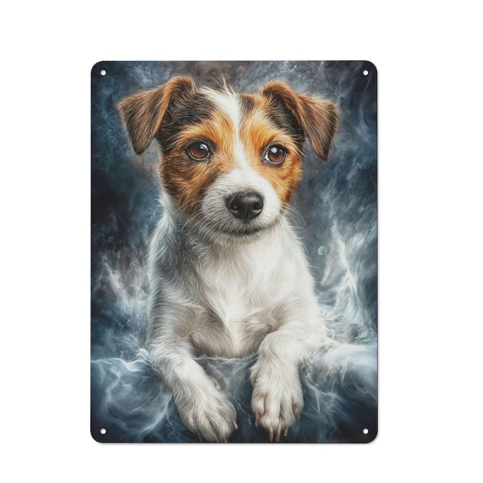 Junmoney Jack Russell Terrier Portrait Tin Sign 40X30cm With For Hallway Wall, Vintage Decor, For Home Interiors, Feature Walls And Decorative Displays