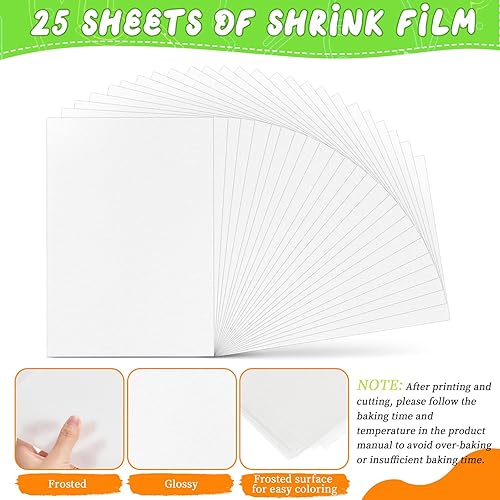 Miniatura 2 de Juego de 225 llaveros de hojas retráctiles imprimibles con 25 hojas de plástico retráctil imprimibles y 200 accesorios para impresora de inyección