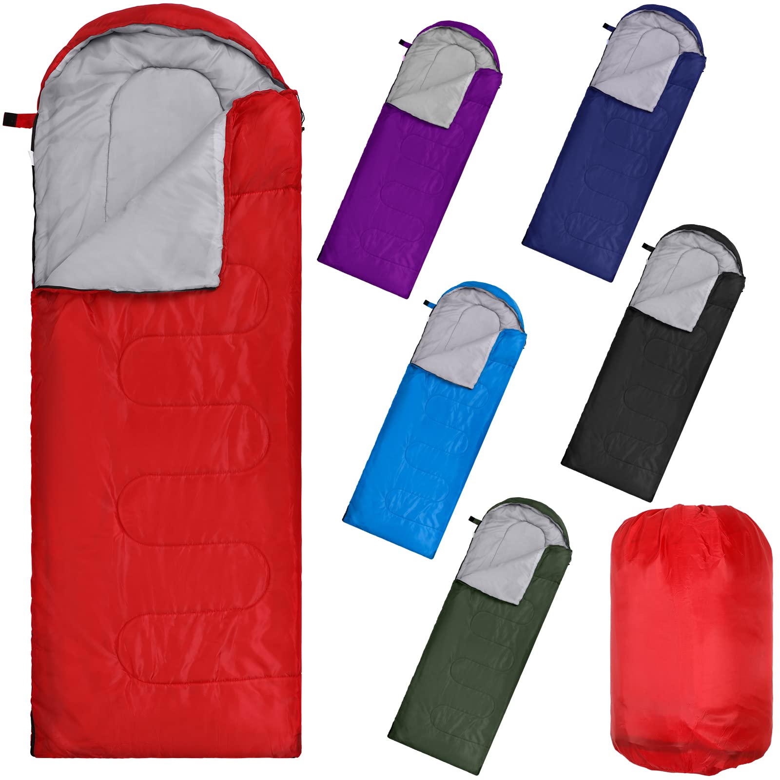 Macarrie 6 Pack Camping Sleeping Bags Bulk for Adults Backpacking Lightweight Waterproof 4 Season with Compression Sack Sleeping Bag for Hiking Travel Outdoor Travel Hunting