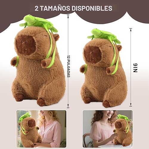 Miniatura 3 de Capybara - Lindo animal de peluche de Capybara Kawaii con tortugas Capibaras Peluches regalos de cumpleaños para niños y niñas, 9 pulgadas