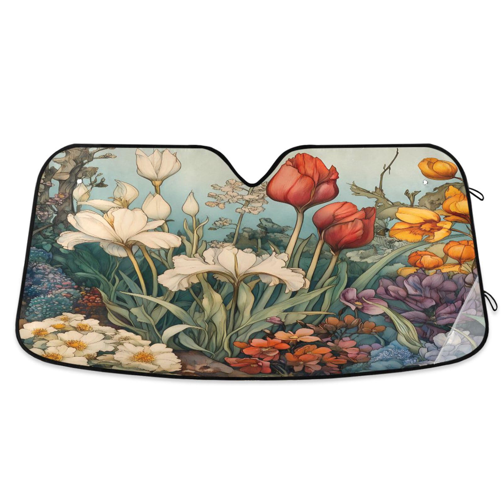 Car Windshield Sun Shade Spring Flowers Foldable Car Front Windshield Sunshade Blocks UV Rays Sun Visor Heat Protection for Truck SUV to Keep Your