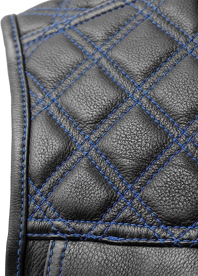 The Bikers Place Mens Motorcycle Diamond Stitching Quilted Leather Vest 3