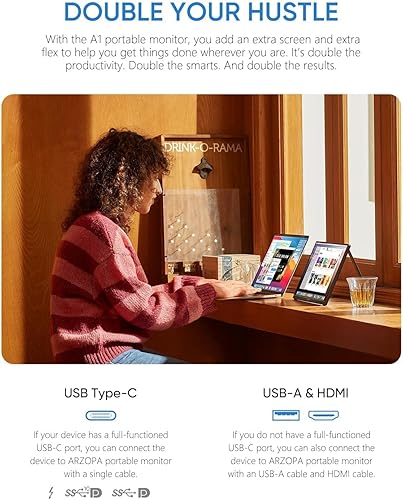 Miniatura 2 de ARZOPA Monitor portátil de 15.6 pulgadas FHD 1080P  Monitor portátil ultradelgado para laptop con soporte  Pantalla IPS para PC, MAC, teléfono,