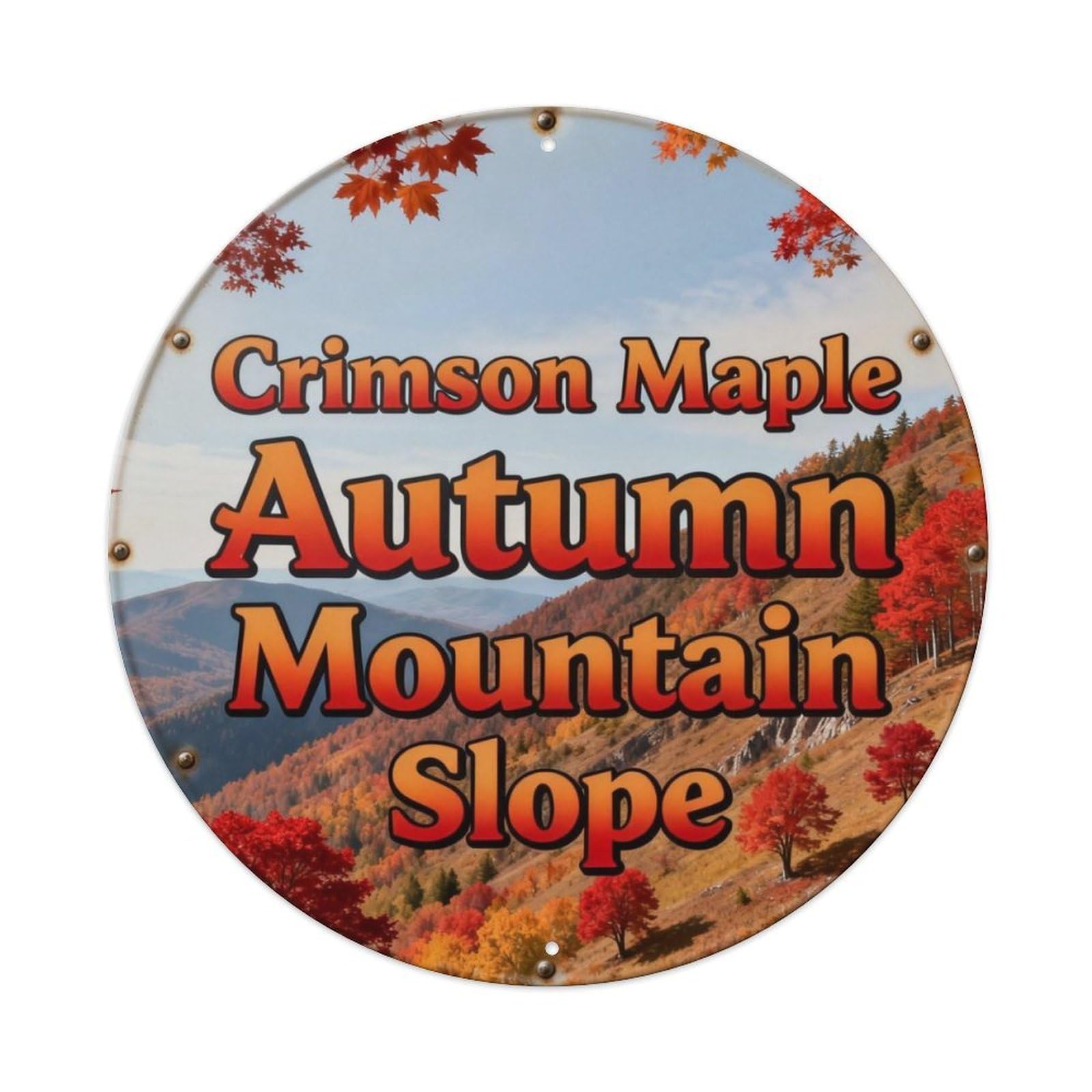Crimson Maple Autumn Mountain Slope Metal Tin Sign Plaque