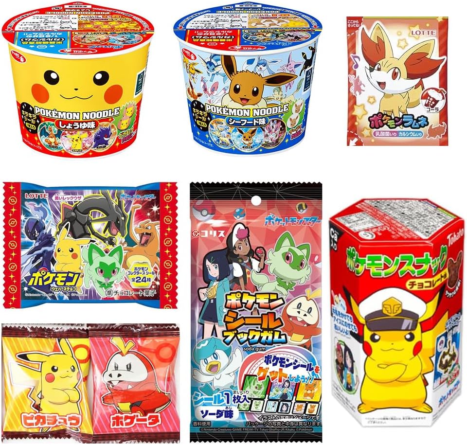 Assortment of Monster of Pokét Sweets & Snacks (Sweets, Snacks, Noodles): total 8 (set E) Ninjapo™ Japan
