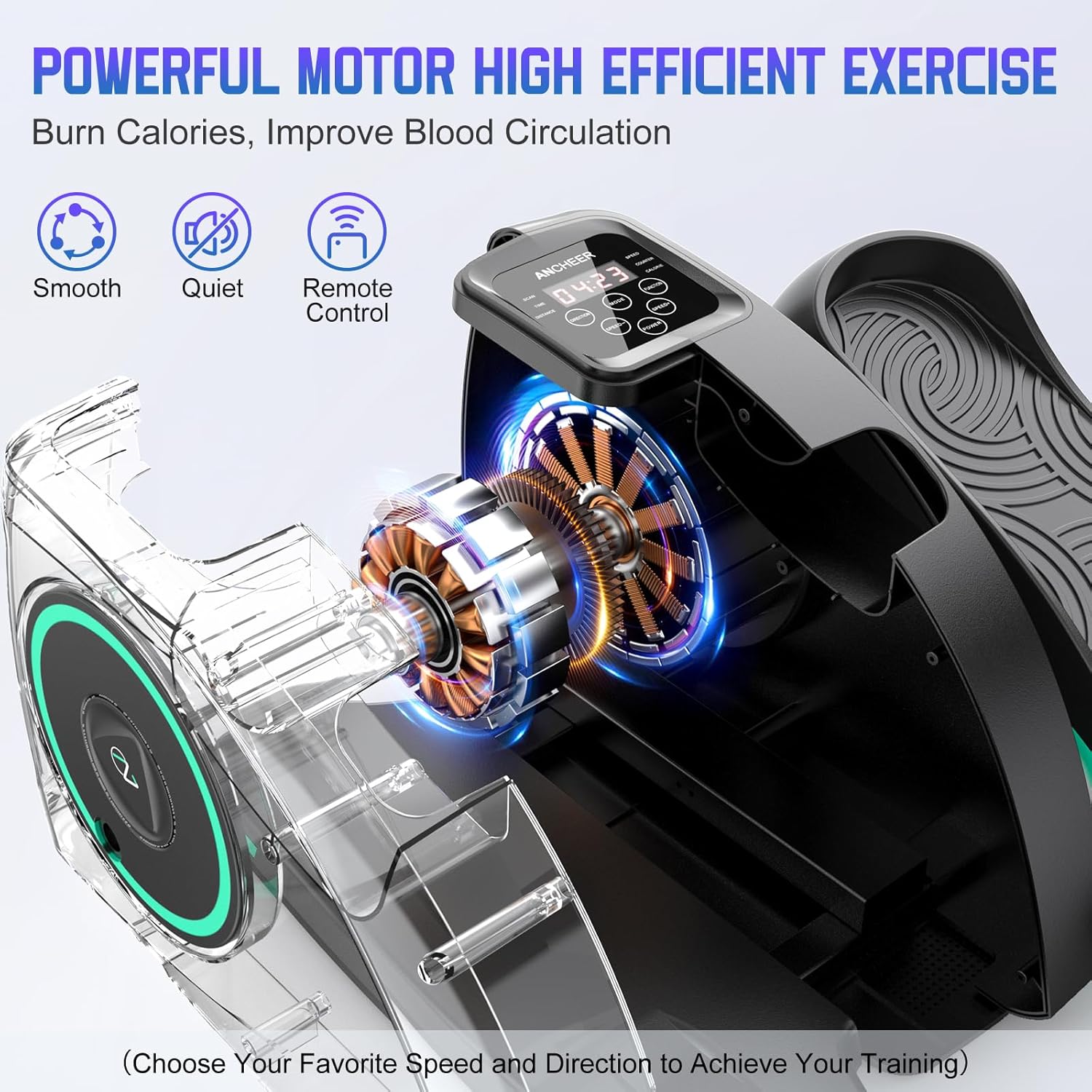 ANCHEER Under Desk Elliptical Machine, Electric Seated Pedal Exerciser, Mini Elliptical Machines, LCD Display Monitor, Portable Quiet Elliptical Machine, Leg Exerciser for Home