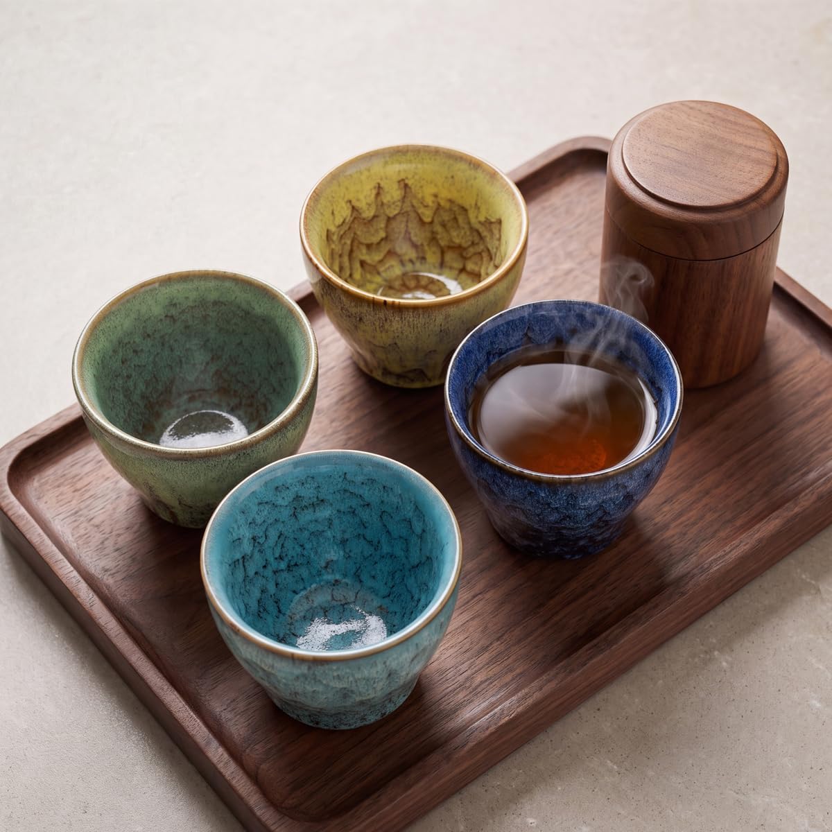 espresso cups set of 4 - Japanese handmade ceramic coffee cups (blue)