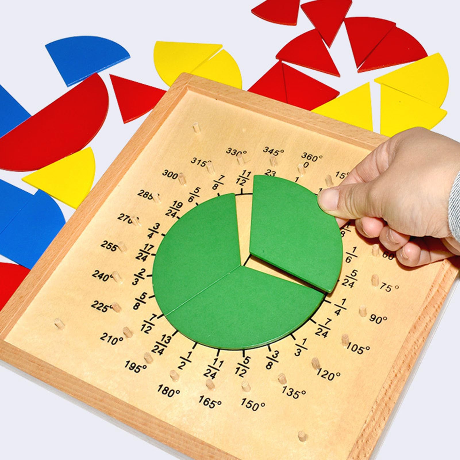 Tavola Circolare delle Frazioni in Legno, Strumento Didattico Manipolativo di Matematica