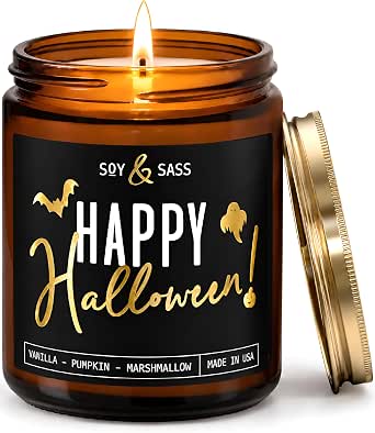 Happy Halloween Candle – Vanilla Pumpkin Marshmallow Scent (Made in USA)