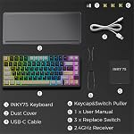 MK INKY75 Mechanical Keyboard with Full Aluminum Wireless Mechanical Gaming Keyboard, 75% Layout Mechanical Keyboard BT/2.4G/USB-C,Hot Swappable, Creamy Sounding, RGB/PP/4000mAh(Raven Black)