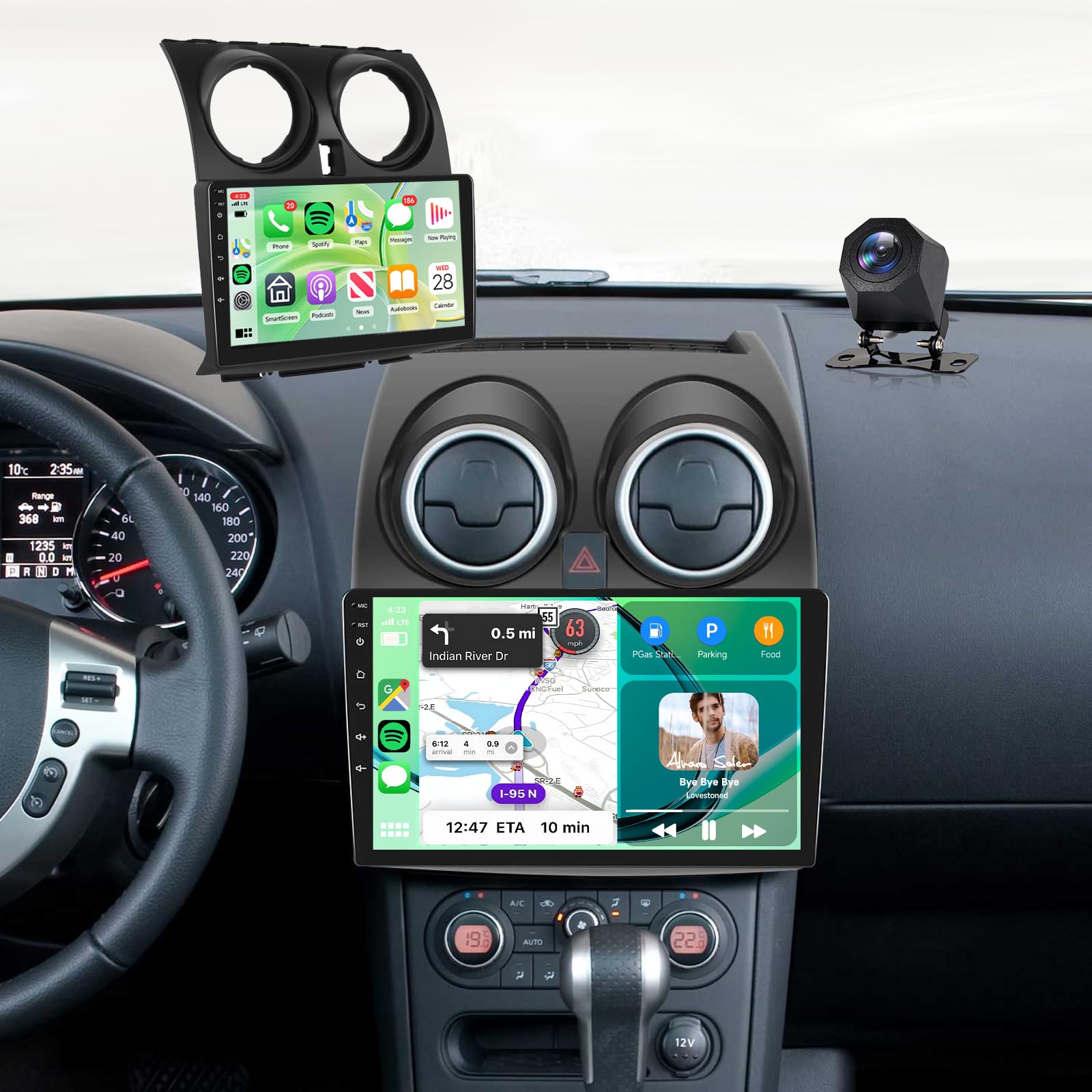 [2G + 64G] Inefala Android 15 radio samochodowe do Nissan Qashqai 2006-2016 z bezprzewodowym Carplay Android Auto, 9-calowy ekran dotykowy radio z radiem samochodowym 2DIN BT5.0, nawigacja GPS, WiFi