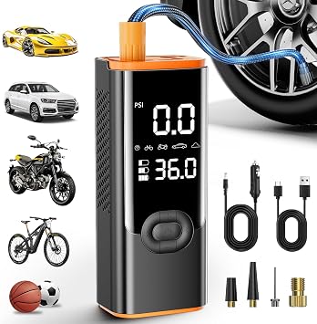 Tire Inflator Portable Air Compressor 25000mAh & 3X Faster Cordless Tire Pump for Car,Air Pump 180PSI for Car Motorcycle Bicycle and More with Tire Pressure Gauge