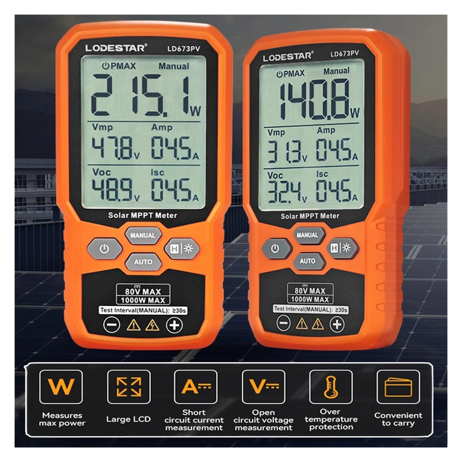 Misuratore MPPT Solare, inseguitore Solare fotovoltaico, multimetro Vmp Amp Voc Lsc PV, Tester for Pannelli fotovoltaici a Potenza Massima