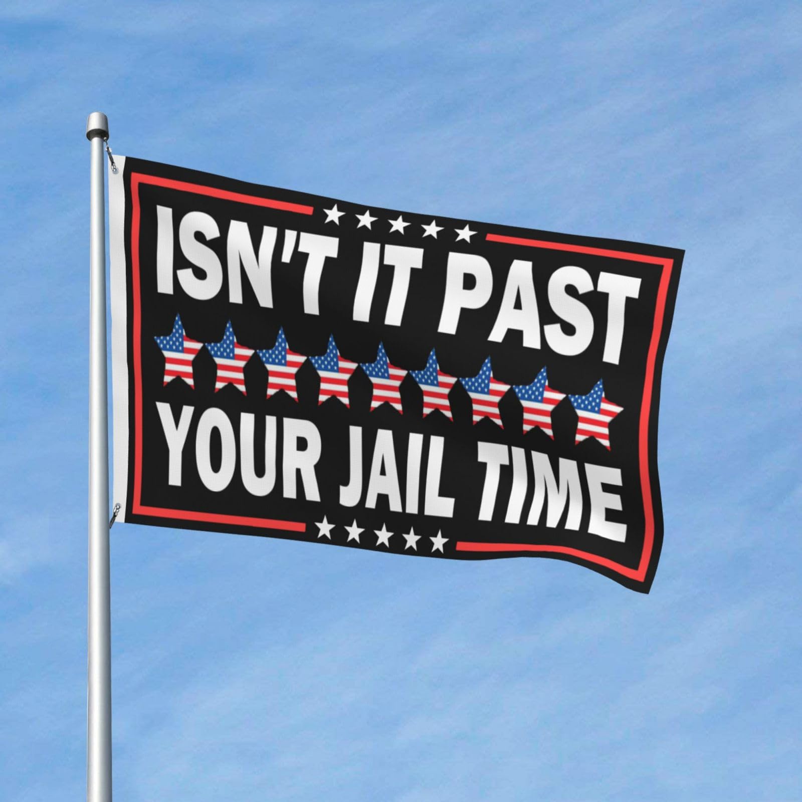 Generic Isn't It Past Your Jail Time Flag 3x5 Double Sided Outdoor Flags Tapestry Banner Poster Flag For Wall Hanging Wall Decor Garden Flag Decorative, Black