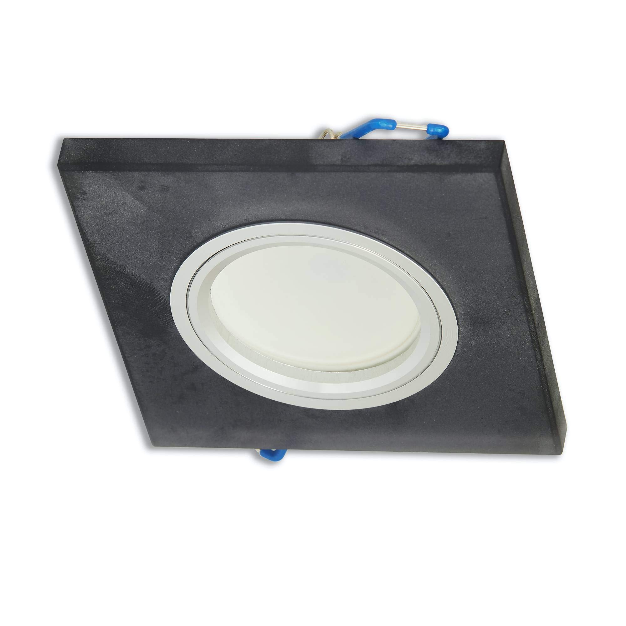 6x LED Einbaustrahler Set eckig schwarz-matt 6,5 Watt warmweiß 230 Volt - Deckenstrahler flach aus Glas Deckenleuchte - Deckenspot 6,5 Watt5mm Bohrloch Einbauleuchte Einbau-spot Strahler