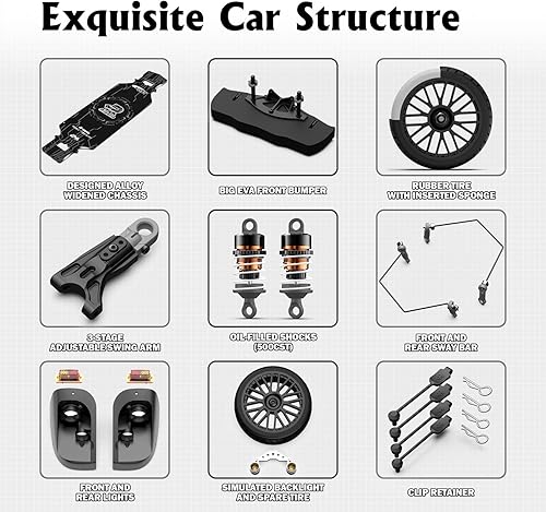 Miniatura 4 de AMORIL 110 Fast Brushless RC Drift Cars para adultos, máximo 200 KMH de fibra de carbono Supercar en carretera con motor sin escobillas 3660 3900KV,
